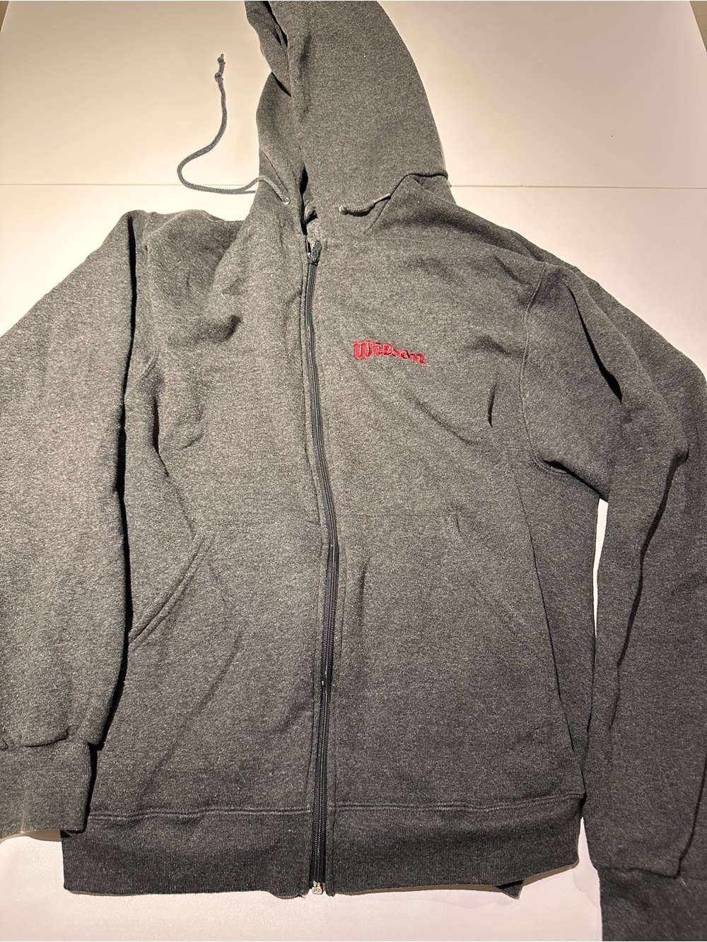 Wilson Dark Gray Full-Zip Hoodie with Red Logo